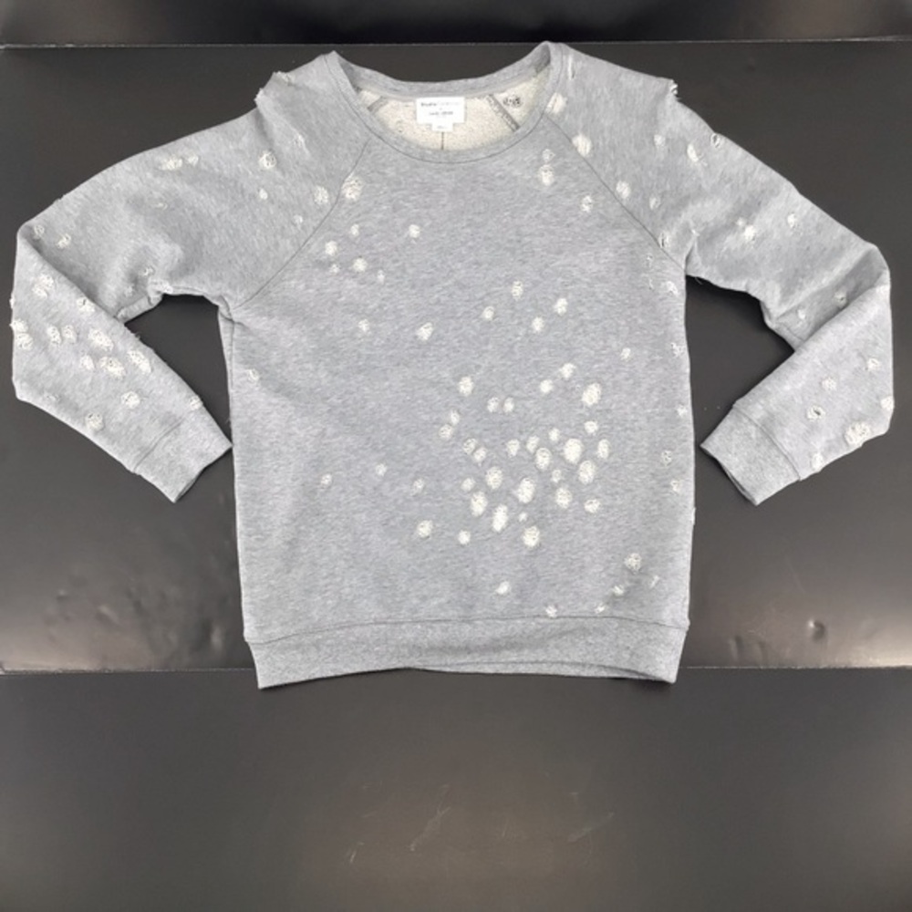 David Lerner Studio Collection Gray Distressed Deconstructed Sweatshirt Small